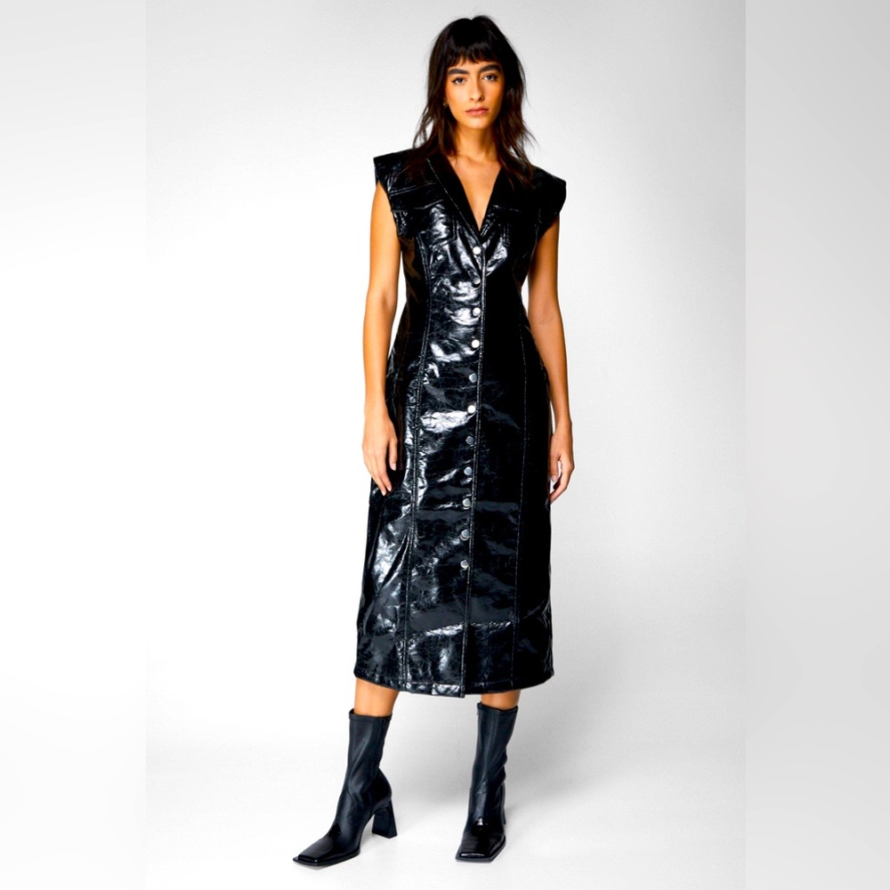 Nasty Gal Metallic Crackle Faux Leather Midi Dress - new with tags